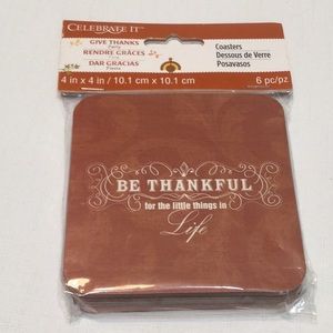 Give Thanks Coaster Set  NIP 6 Pcs